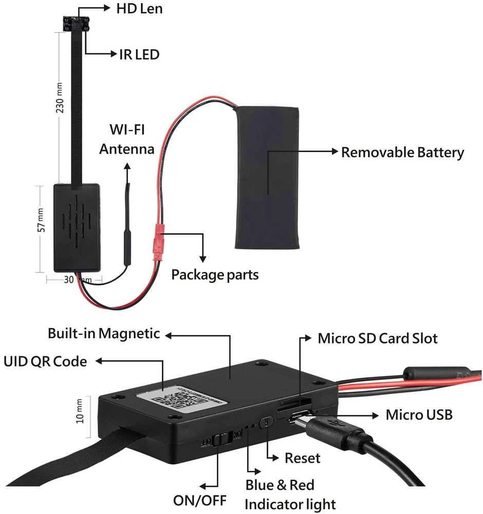 WIFI kameros FULL HD modulis, SD kortelė: 128 GB (+30 Eur)