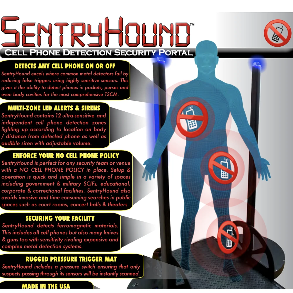 SentryHound-Pro feromagnetinis kontrabandos sulankstomas skenavimo įrenginys PROFESIONALAMS