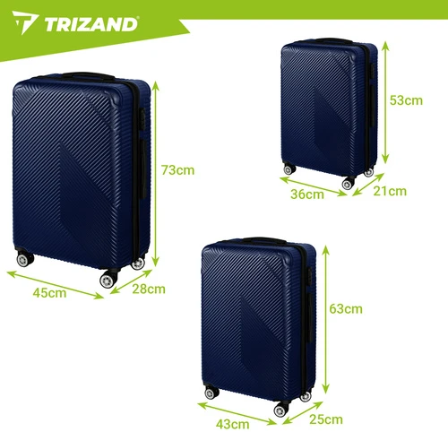3 viename lagaminų rinkinys - tamsiai mėlynas mėlynas Trizand 26664