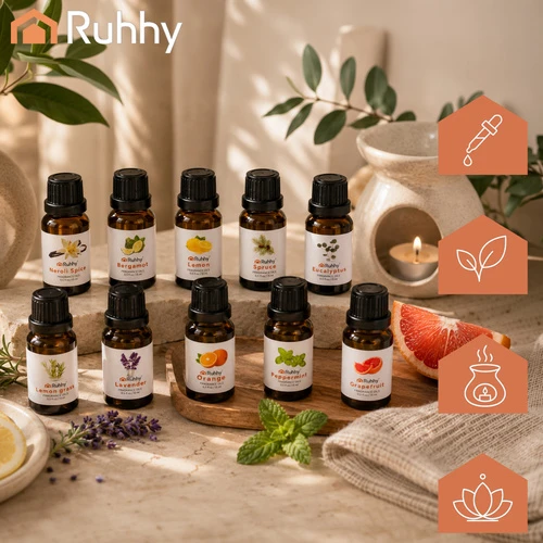 Drėkintuvas Kvapieji aliejai - 10 vnt. rinkinys, 15 ml, Ruhhy 21938