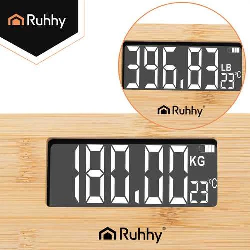 Virtuvinės svarstyklės LCD vonios svarstyklės - medinės Ruhhy 22522