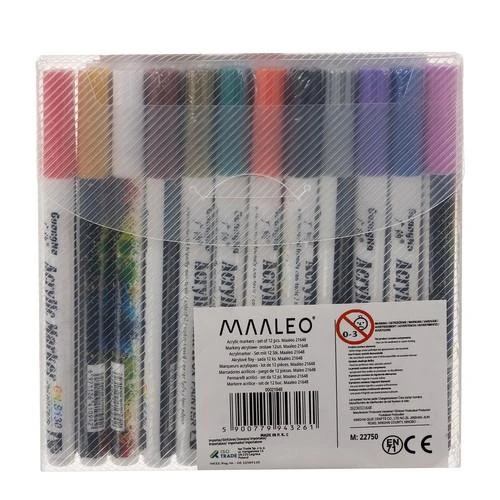 Akriliniai žymekliai - 12 vnt. rinkinys. Maaleo 21648