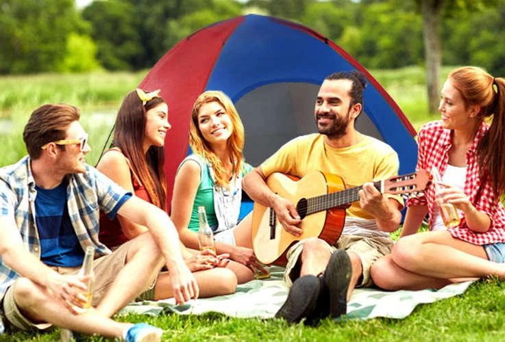 Trizand Turistinė palapinė 4 asmenims Raudona/Mėlyna