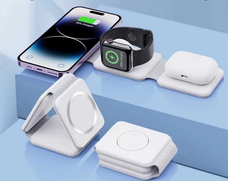 1St Cool 1stCOOL belaidis nešiojamas QI įkroviklis 3in1, MagSafe, USB-C, juodas