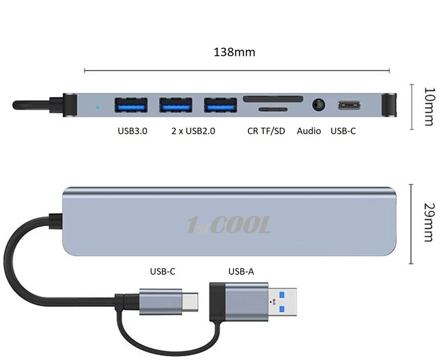 1St Cool 1stCOOL Aluminum 8-in-2 USB Hub