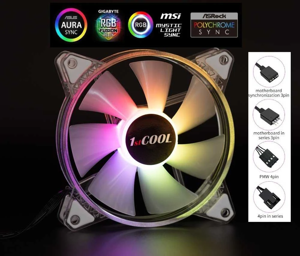 1stCOOL AURA EVO F12 ARGB ventiliatorius su apšvietimo schema