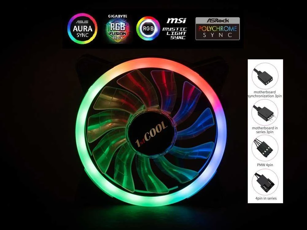 1stCOOL Aura Evo ventiliatorius su ARGB apšvietimu ir jungtimis