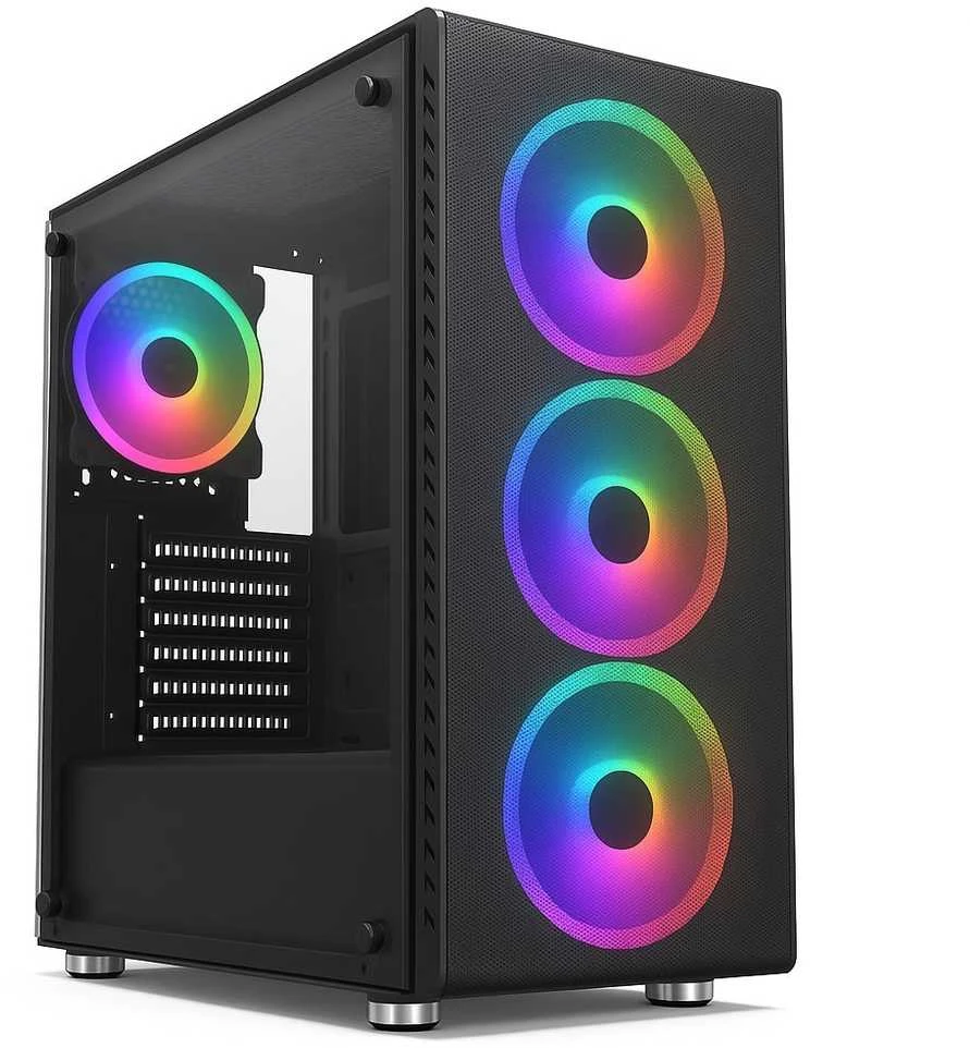 1St Cool 1stCOOL korpusas RAINBOW 4, vidutinio dydžio bokštas, AU, USB 3.0, 4x 120 mm RGB ventiliatoriai, juodas