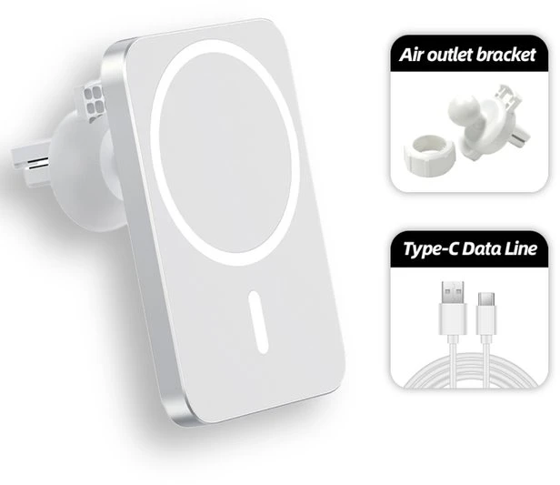 1St Cool 1stCOOL belaidis QI įkroviklis 15W, magnetinis, automobiliui, suderinamas su MagSafe, baltas