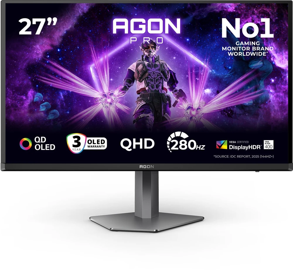 Monitorius AOC AG276QZD2 | 26.7" | OLED | QHD | 16:9 | 240 Hz | 0.03 ms | 2560 x 1440 pikselių | 250 cd/m² | HDMI x2