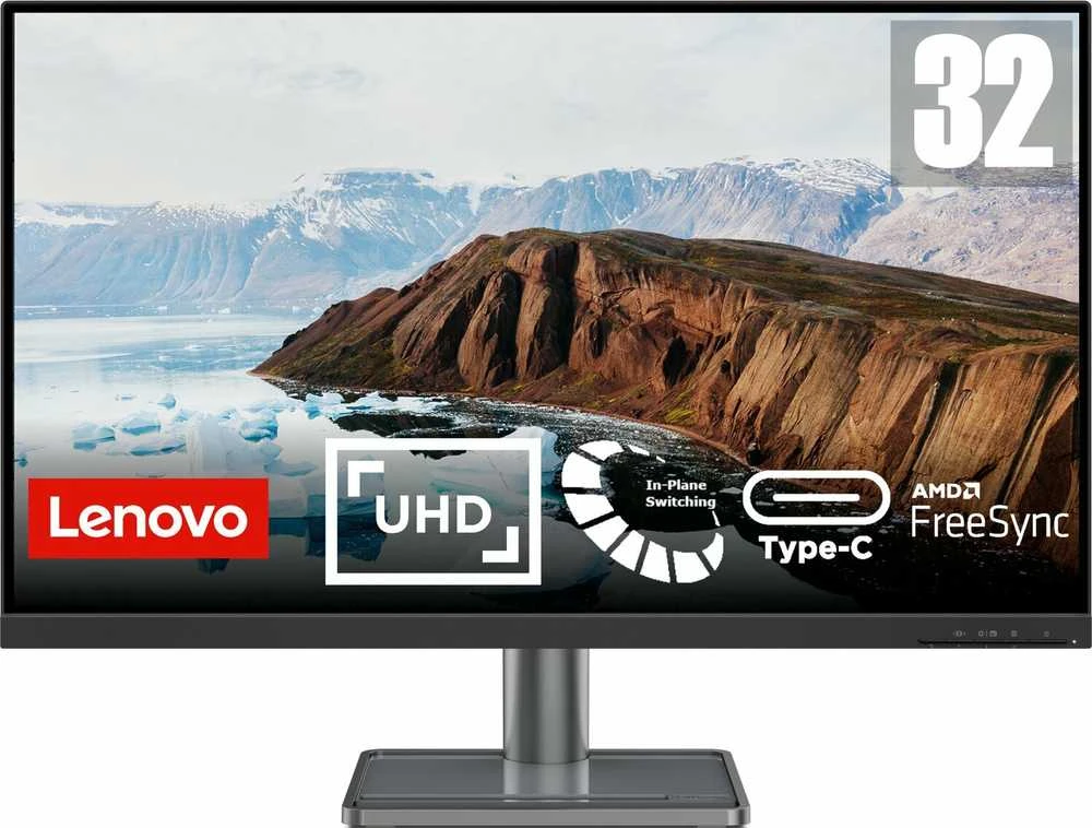 Monitorius LENOVO L32P-30 31.5 UHD (3840X2160/ 350NITS/4MS/60HZ/USB TYPE-C GEN 1 (DP1.2 ALT MODE), HDMI, DP (3 METŲ GARANTIJA)
