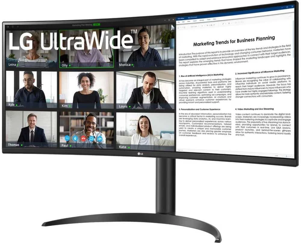 Monitorius LG | 34WR55QK-B | 34 " | VA | 21:9 | 100 Hz | 5 ms | 3440 x 1440 pikselių | 300 cd/m² | HDMI jungtys quantity 2 | Garantija 24 mėn.