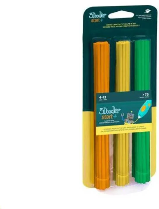 3Doodler Start Filament Eko | 2.5mm | 75 vnt | 3 spalvų Tangerine Tang/ Lemon Zest/Spring Žalias