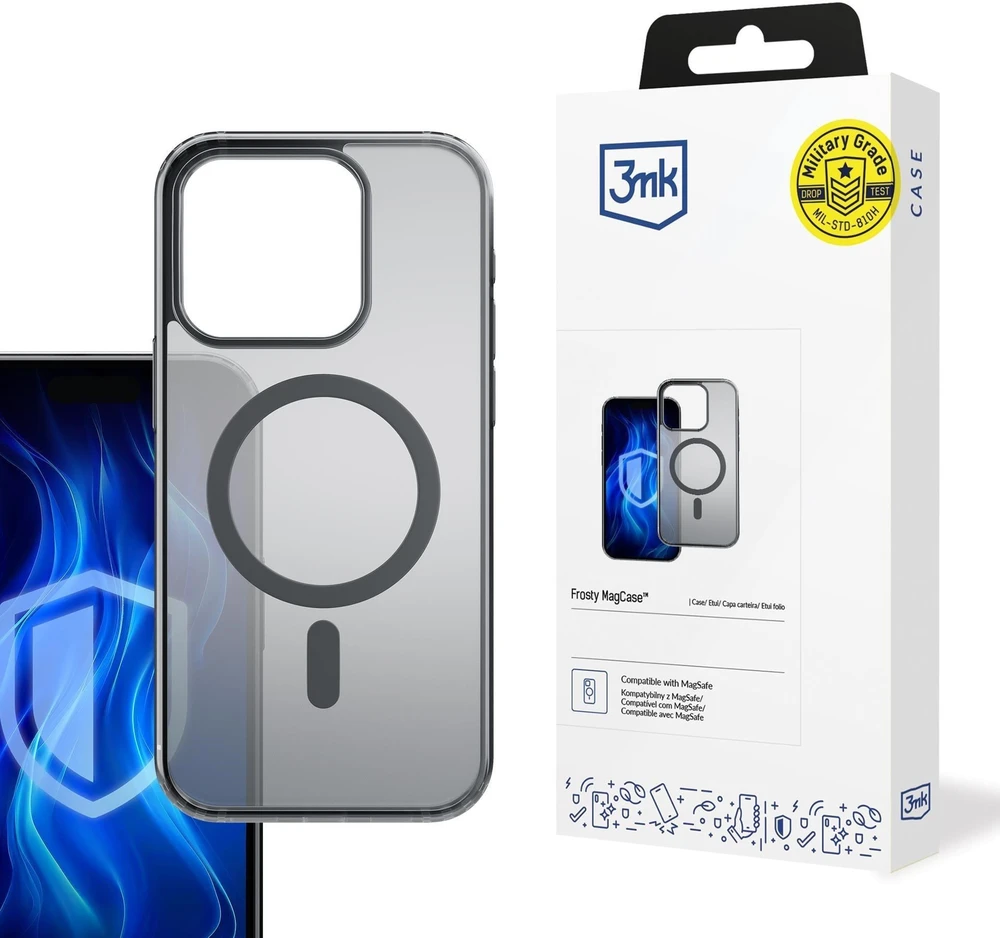 Dėklas 3Mk Apsauginis 3mk „Frosty MagCase“, skirtas iPhone 16E - Juodas