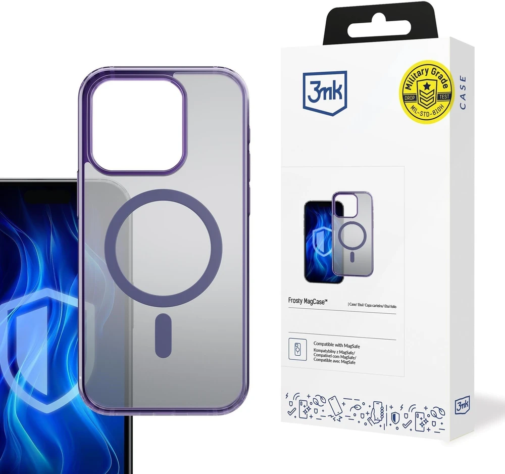 Dėklas 3mk Frosty MagCase Apple iPhone 16E - Violetinė