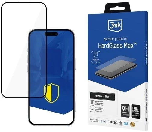 3mk HardGlass Max - Apsauginis stiklas skirtas iPhone 17 Pro (Juodas)