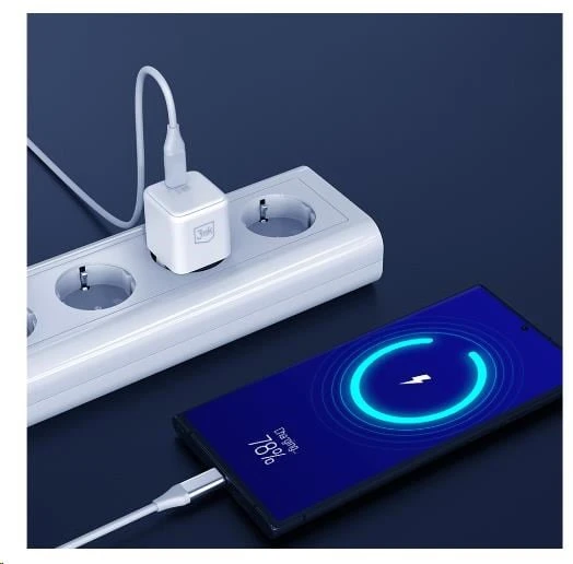 3MK Hyper Charger PD 25W laidinis įkroviklis baltos spalvos + 1x USB-C Cable