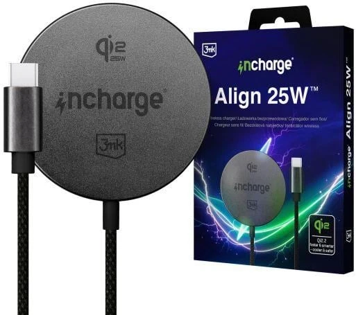 3mk įkroviklis „Align Qi2.2 25W“, skirtas „Android“ Juodas