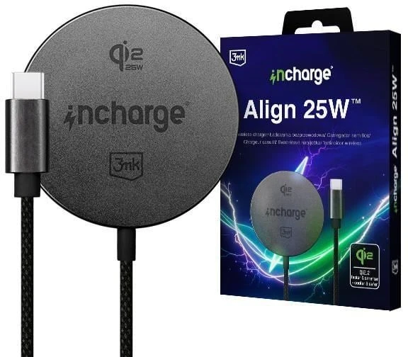3Mk 3 mk įkroviklis „Align Qi2.2 25W“, skirtas „Apple Juodas“