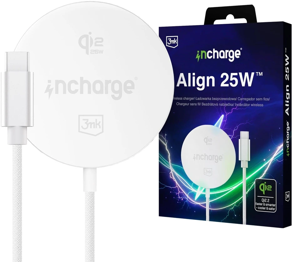 3Mk 3 mk įkroviklis „Align Qi2.2 25W“, skirtas „Android Baltas“