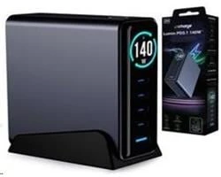 3mk InCharge Desktop Charger Lumin PD3.2 140W QC5PPS AFC FCP SCP 1A4C TFT GaN3 Ekranas juoda