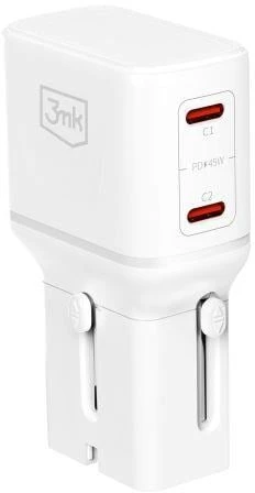 3mk incharge® Globe 45W™ 2C PD QC4+ PPS SCP AFCUS/EU/AUS/UK Baltas