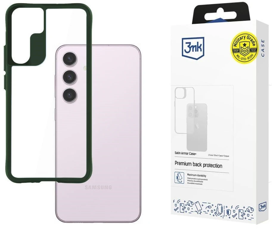 3mk Satin Armor Case + žalias apsauginis dėklas, skirtas „Samsung Galaxy S24“