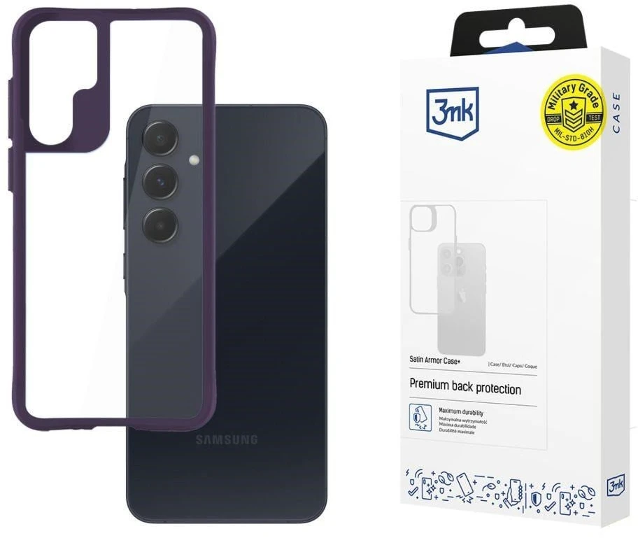 3MK Satin Armor+ Samsung Galaxy A55 5G dėklas telefonui violetinės spalvos