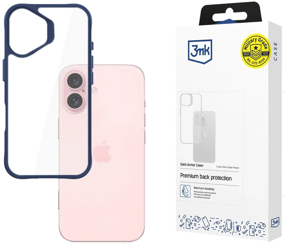 3MK SatinArmor+ Apple iPhone 16 6.1" dėklas telefonui mėlynos spalvos Military Grade
