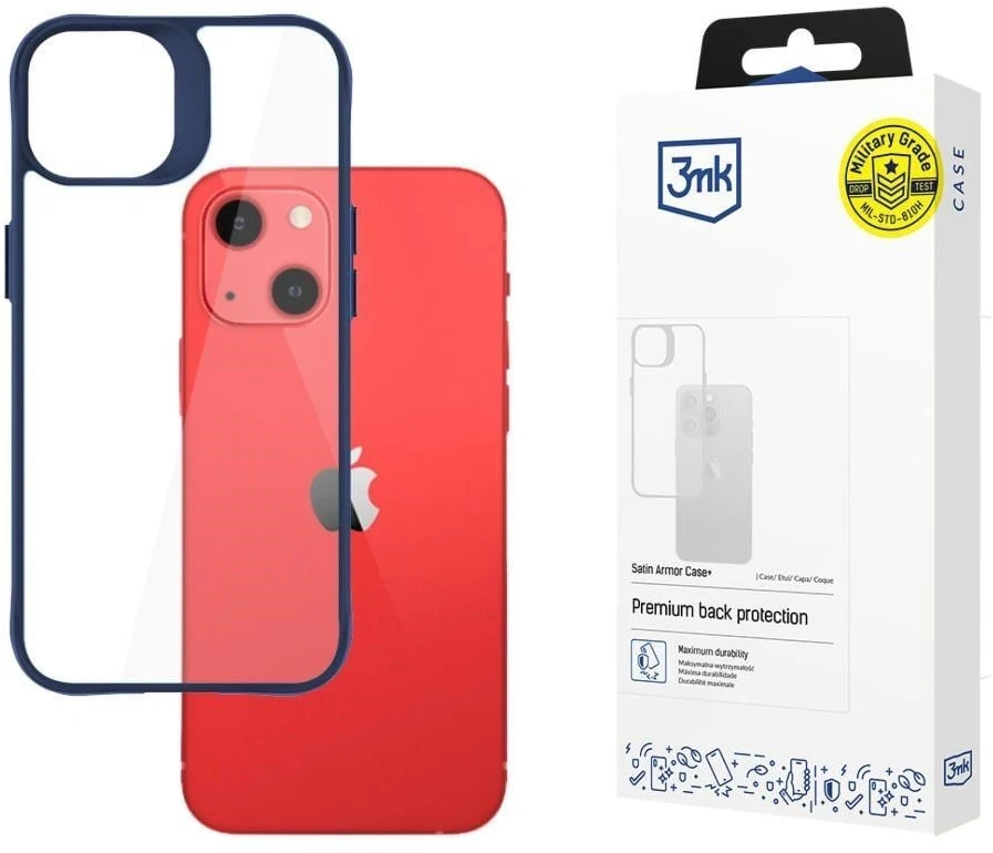 3mk Satin Armor Case+ Mėlyna Apple iPhone 13 - dėklas telefonui skaidrus
