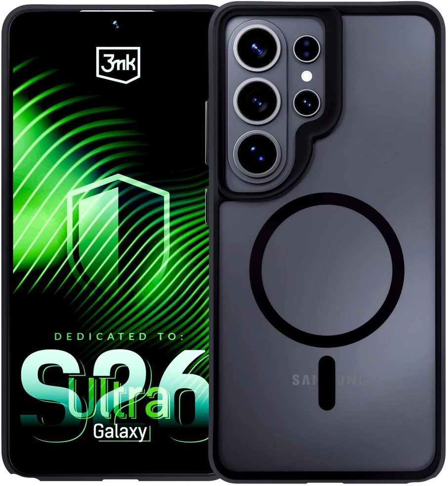 Dėklas 3mk Satin Armor MagCase, skirtas Samsung Galaxy S26 Ultra - permatomas Juodas