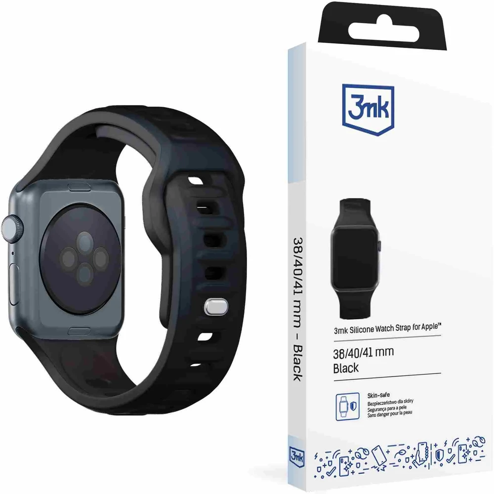 3MK Silicone Watch apyrankė juodos spalvos for Apple Watch 38/40/41mm