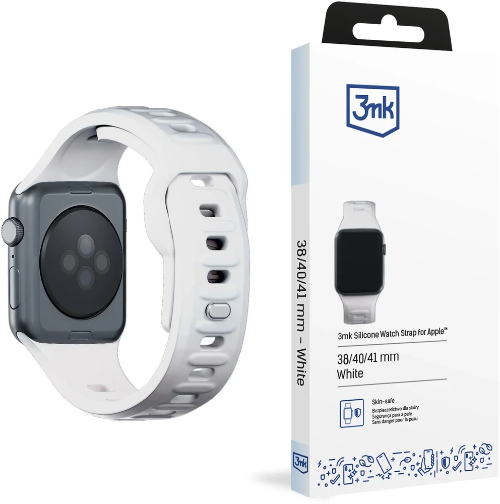 3mk silikoninė Watch apyrankė Apple Watch 38 / 40 / 41 mm - baltos spalvos