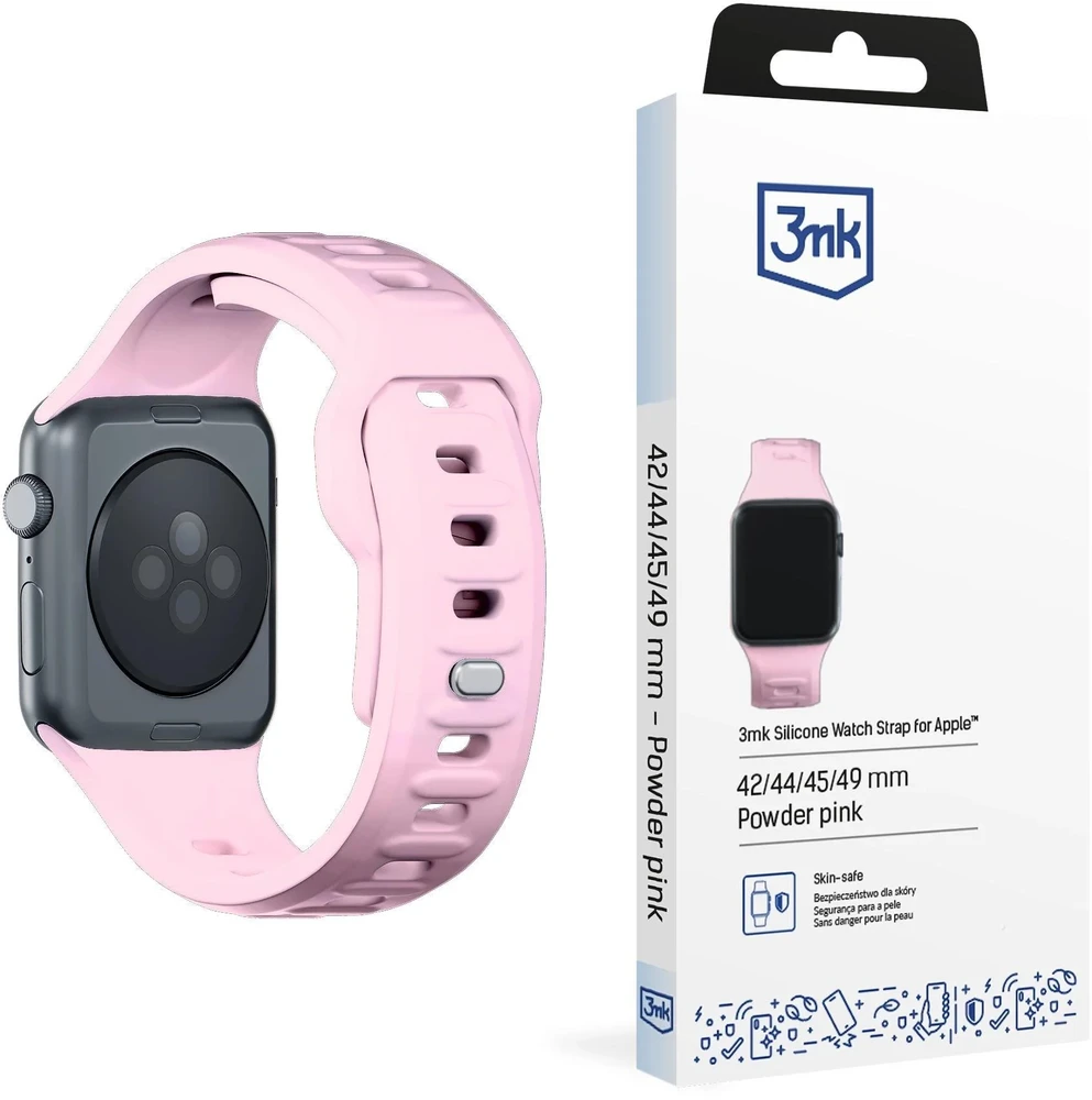 3mk silikoninė apyrankė Apple Watch 42 / 44 / 45 / 49 mm - rožinės spalvos