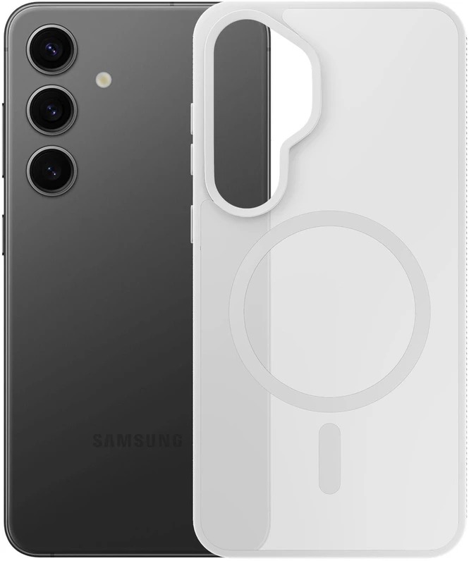 Dėklas 3mk dūminis „MagCase“, skirtas „Samsung Galaxy S25“ - baltas-skaidrus