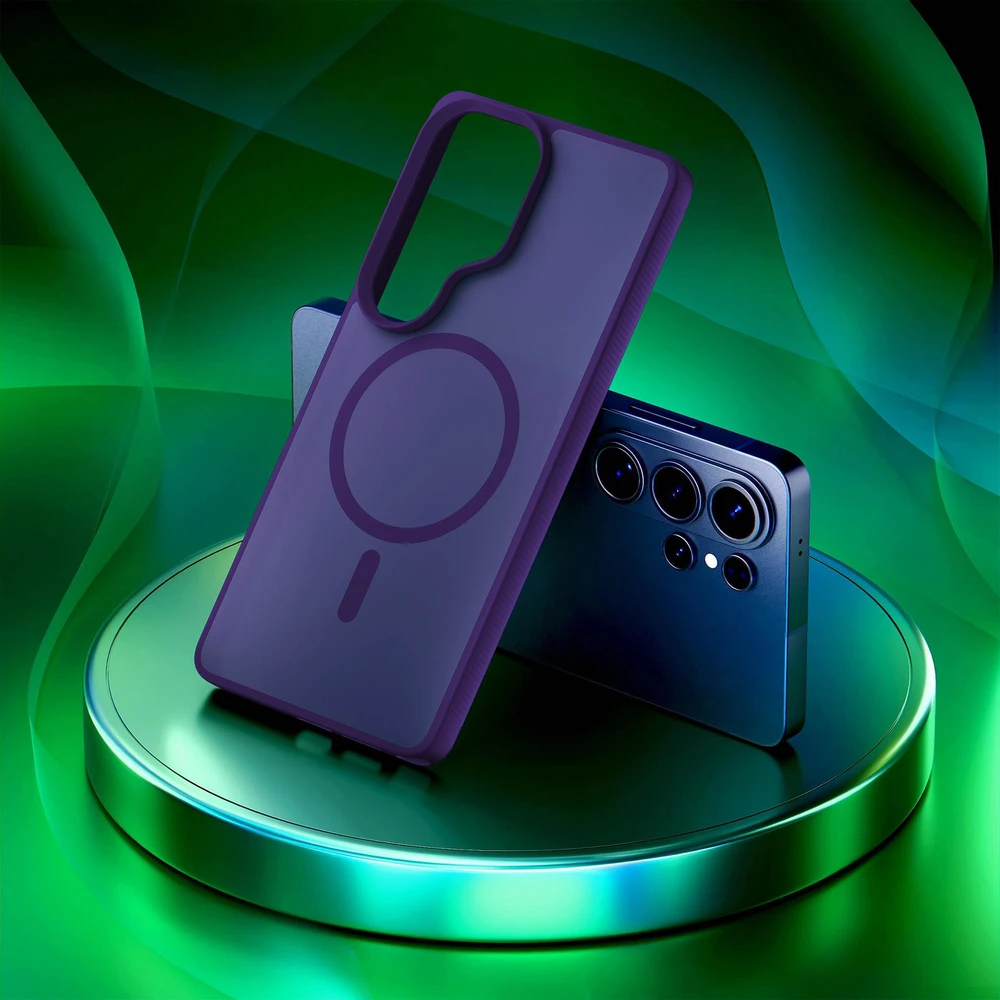 Dėklas telefonui MagSafe suderinamas, violetinis polikarbonatas 3mk Smoke MagCase