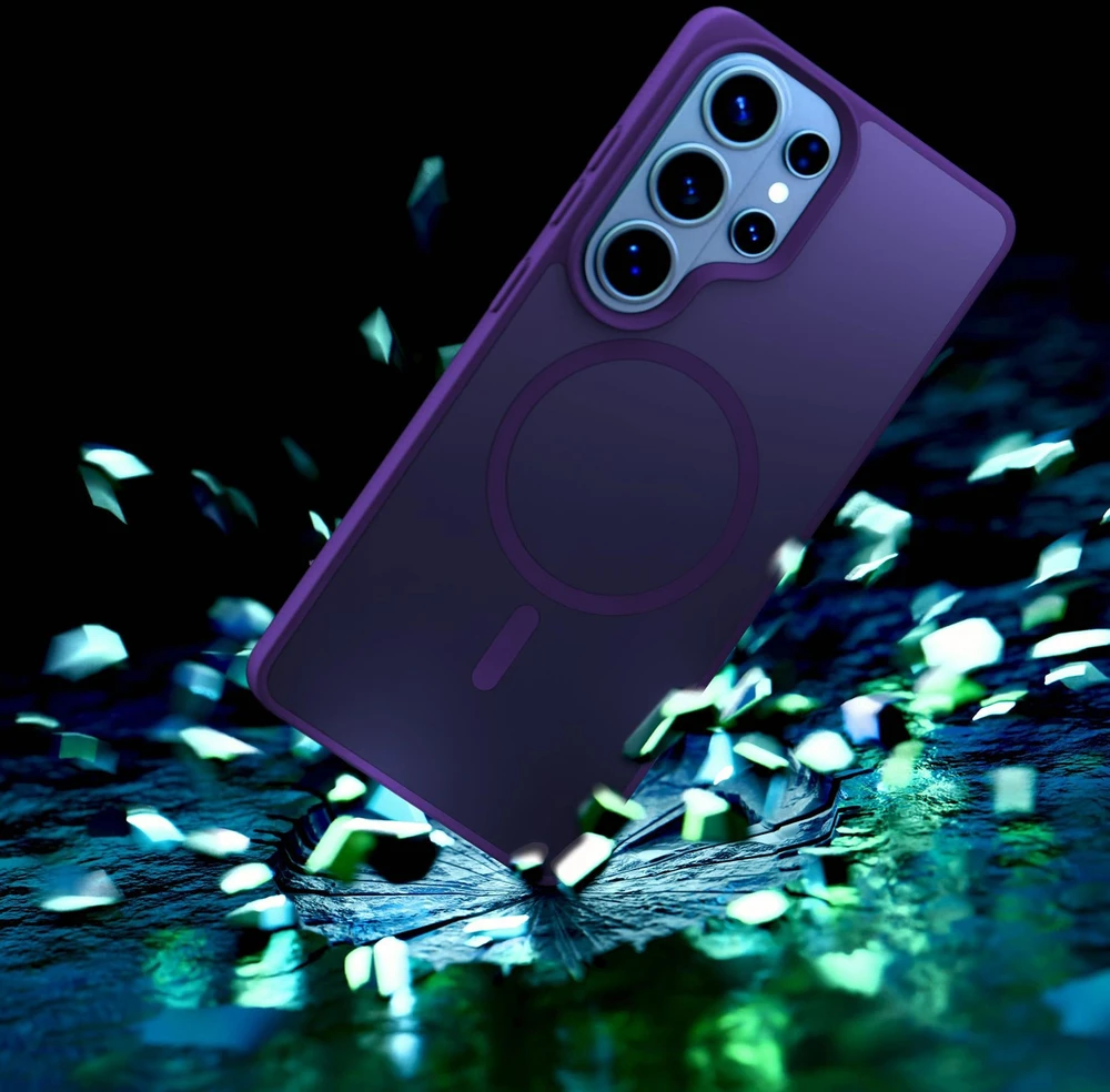 Dėklas telefonui MagSafe suderinamas, violetinis polikarbonatas 3mk Smoke MagCase