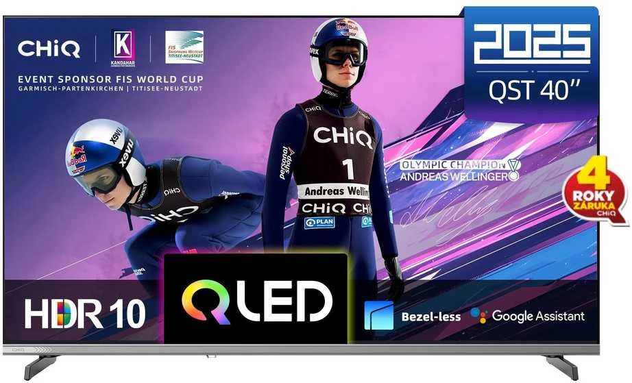 CHiQ L40QST televizorius, 40 colių įstrižainės, QLED, „Full HD“, „Google TV“, berėmis, „Dolby Audio“, „dbx-tv“, HDR 10