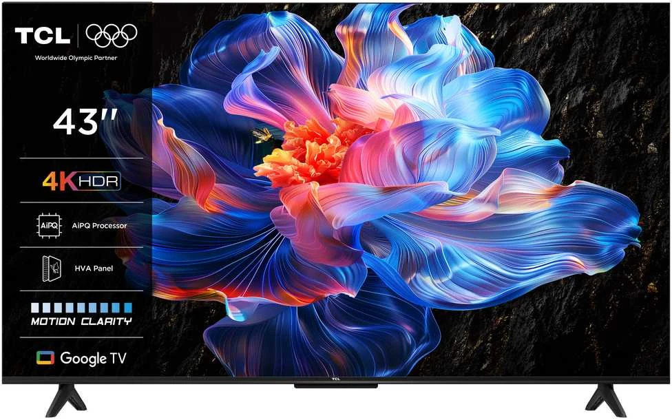 Televizorius TCL LED 4K TV | 43V6C | 43 | Smart TV | Google TV | UHD | Juodas
