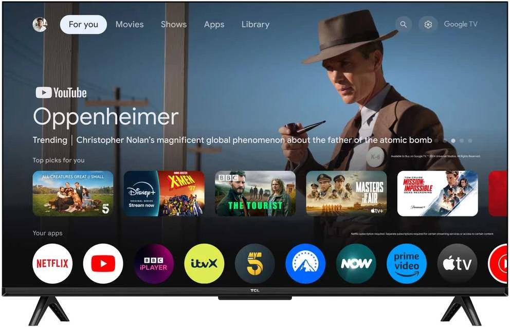 Televizorius TCL LED 4K TV | 43V6C | 43 | Smart TV | Google TV | UHD | Juodas