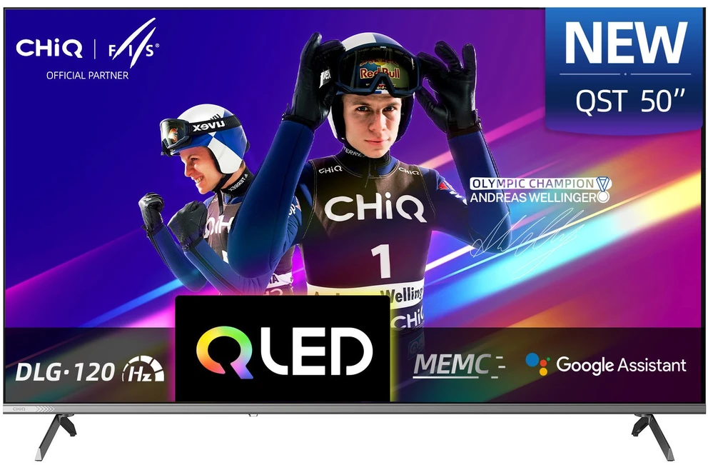 CHiQ U50QST televizorius 50", UHD, QLED, itin plonas, „Google TV“, DLG 120 Hz, „Dolby Audio“, berėmės, metalinio paviršiaus