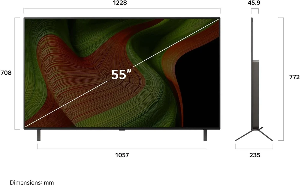 Televizorius LG – 55 colių OLED OLED55B56LA AI B5 4K Smart TV 2025