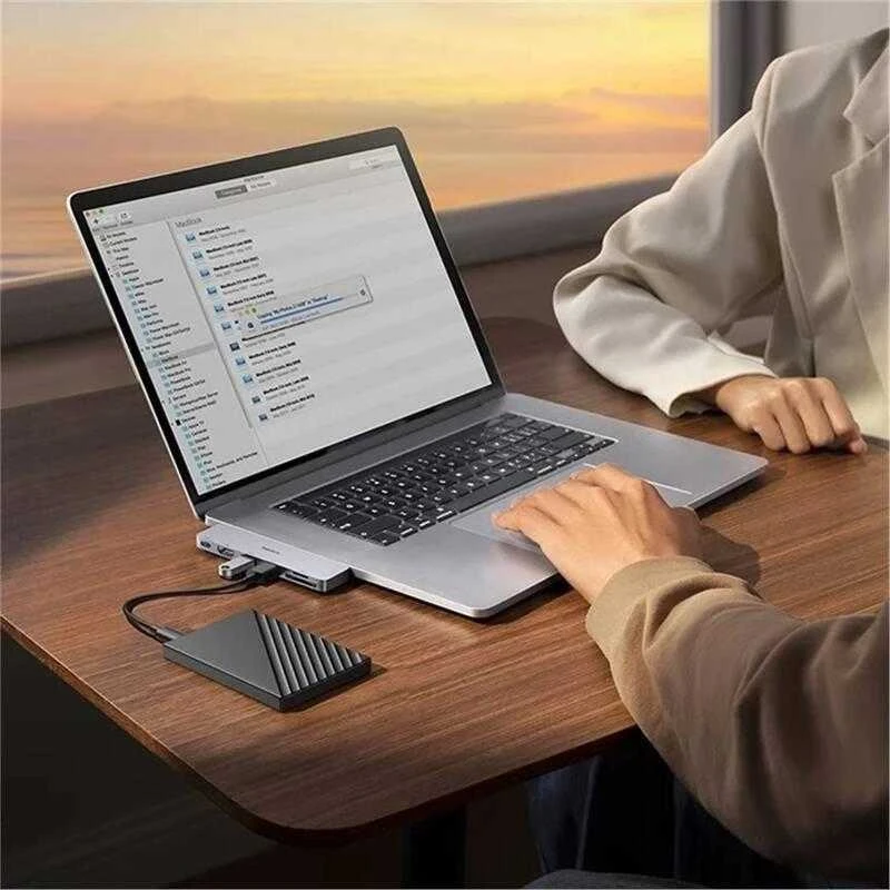 6in1 Baseus Ultra Joy 100W 1xUSB-C, 2xUSB, 1xHDMI, SD/Micro SD slot pilkas