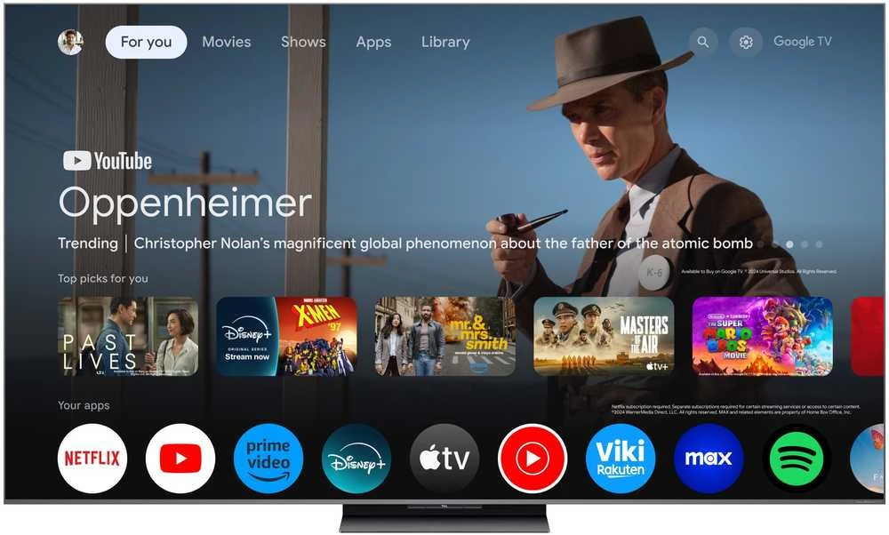 Televizorius TCL 75C8K TV 190.5 cm (75") 4K Ultra HD Smart TV Wi-Fi 4500 cd/m² Juodas