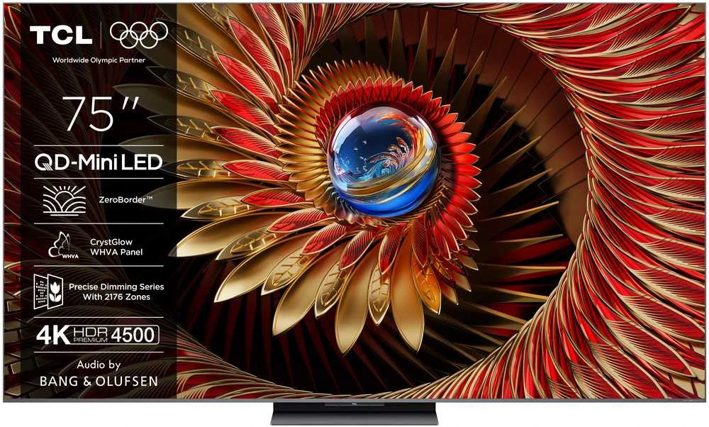 Televizorius TCL 75C8K TV 190.5 cm (75") 4K Ultra HD Smart TV Wi-Fi 4500 cd/m² Juodas