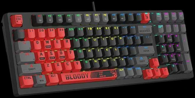 Klaviatūra žaidimams A4Tech Bloody S98 Sports BLMS Raudona Plus su laidu mechaninė su pašvietimu juoda