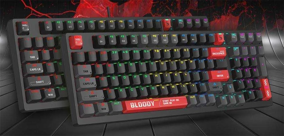 Klaviatūra A4Tech Bloody S98 Juodas RGB mechaninė klaviatūra žaidimams USB CZ