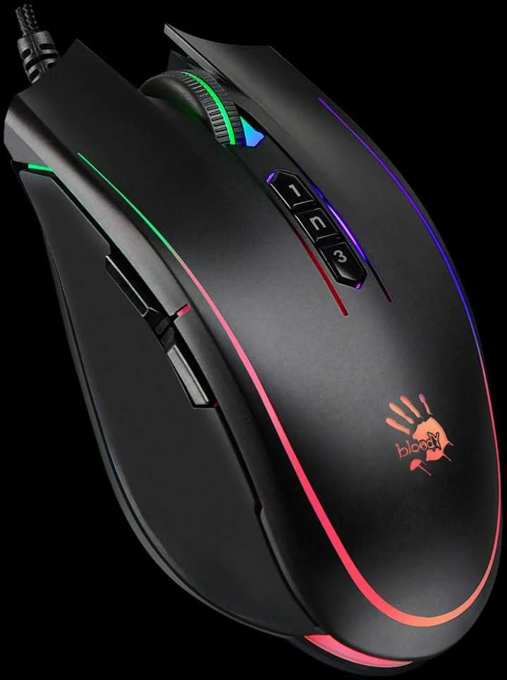 Pelė A4Tech Bloody P81S Activated Su pašvietimu Gamingowa 8000 DPI USB Core 3 Juodas (P81S-CURVE)