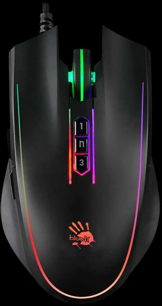 Pelė A4Tech Bloody P81S Activated Su pašvietimu Gamingowa 8000 DPI USB Core 3 Juodas (P81S-CURVE)
