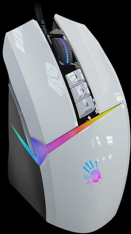 A4tech Bloody Pelė W60 Max aktyvuota, apšviesta žaidimų pelė, 12000 DPI, USB, balta